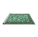 Sideview of Machine Washable Persian Turquoise Traditional Area Rugs, wshtr4571turq