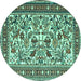 Round Persian Turquoise Traditional Rug, tr4571turq
