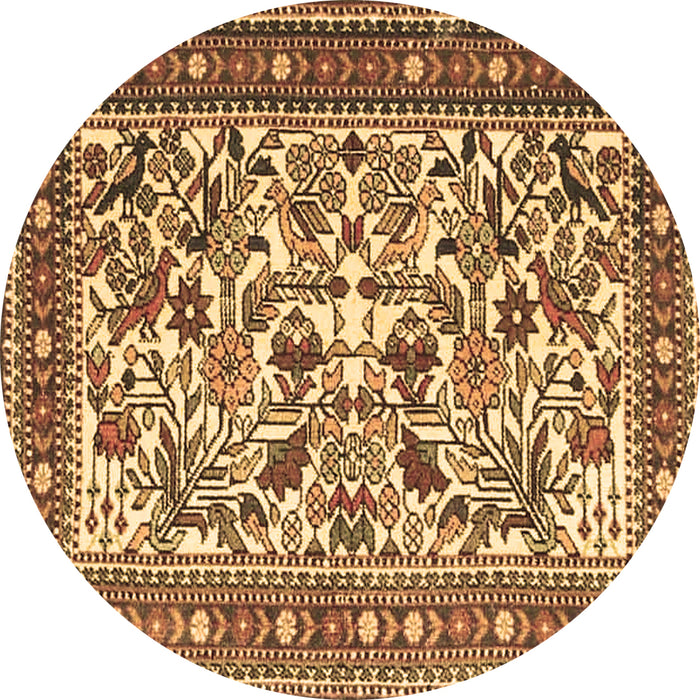 Round Persian Brown Traditional Rug, tr4571brn