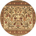 Round Persian Brown Traditional Rug, tr4571brn