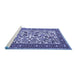 Sideview of Machine Washable Persian Blue Traditional Rug, wshtr4571blu