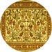 Round Persian Yellow Traditional Rug, tr4571yw