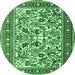 Round Persian Emerald Green Traditional Rug, tr4571emgrn