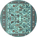 Round Machine Washable Persian Light Blue Traditional Rug, wshtr4571lblu