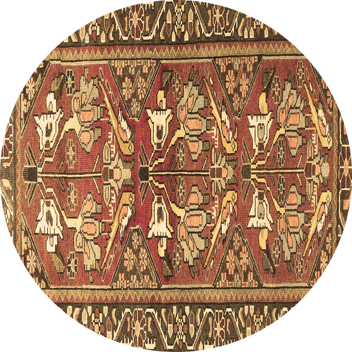 Round Machine Washable Persian Brown Traditional Rug, wshtr4572brn