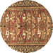 Round Machine Washable Persian Brown Traditional Rug, wshtr4572brn