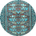 Round Persian Light Blue Traditional Rug, tr4572lblu