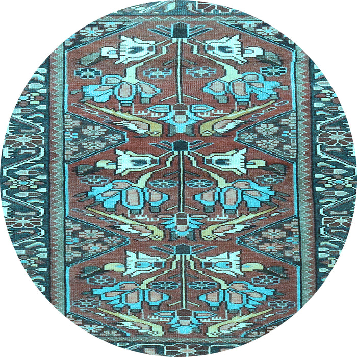 Round Machine Washable Persian Light Blue Traditional Rug, wshtr4572lblu