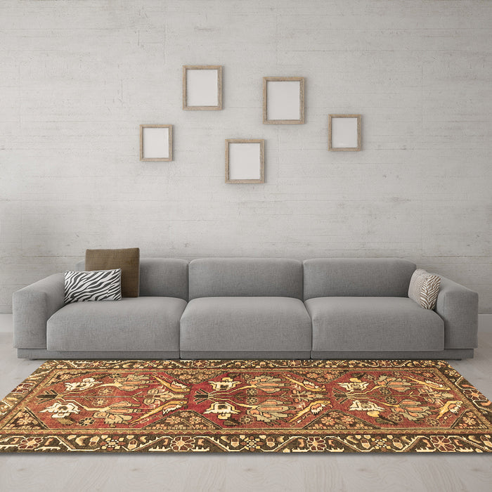 Machine Washable Persian Brown Traditional Rug in a Living Room,, wshtr4572brn
