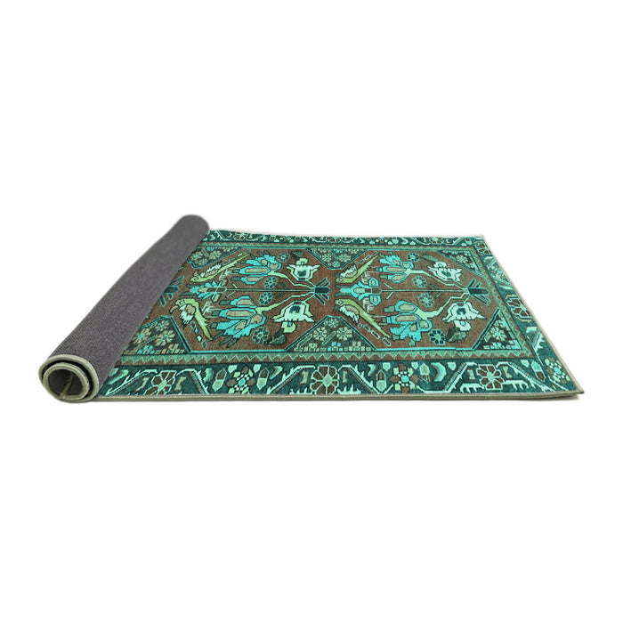 Sideview of Persian Turquoise Traditional Rug, tr4572turq