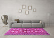 Machine Washable Persian Pink Traditional Rug in a Living Room, wshtr4572pnk