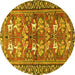 Round Persian Yellow Traditional Rug, tr4572yw