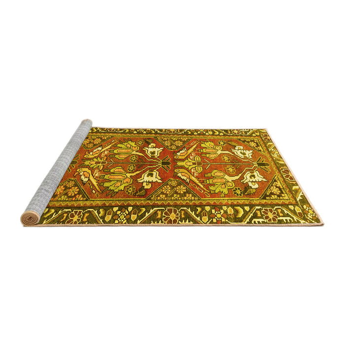 Sideview of Machine Washable Persian Yellow Traditional Rug, wshtr4572yw