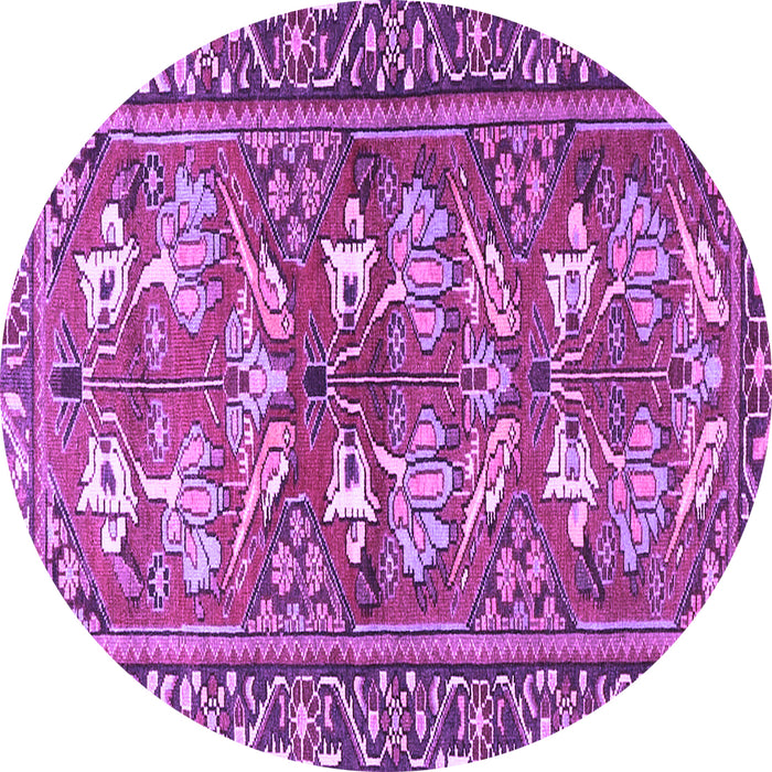 Round Machine Washable Persian Purple Traditional Area Rugs, wshtr4572pur