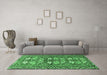 Machine Washable Persian Emerald Green Traditional Area Rugs in a Living Room,, wshtr4572emgrn