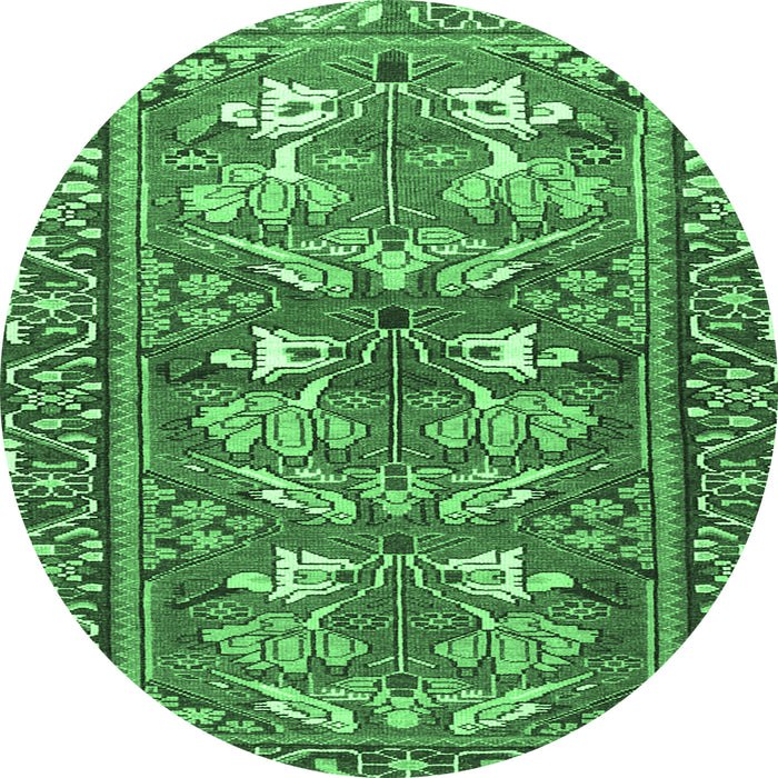 Round Persian Emerald Green Traditional Rug, tr4572emgrn