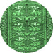 Round Persian Emerald Green Traditional Rug, tr4572emgrn