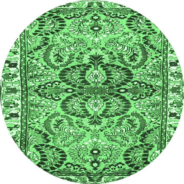 Round Persian Emerald Green Traditional Rug, tr4573emgrn