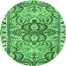 Round Persian Emerald Green Traditional Rug, tr4573emgrn