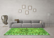 Machine Washable Persian Green Traditional Area Rugs in a Living Room,, wshtr4573grn