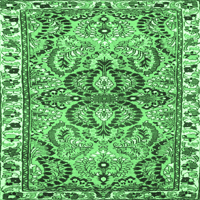 Square Machine Washable Persian Emerald Green Traditional Area Rugs, wshtr4573emgrn