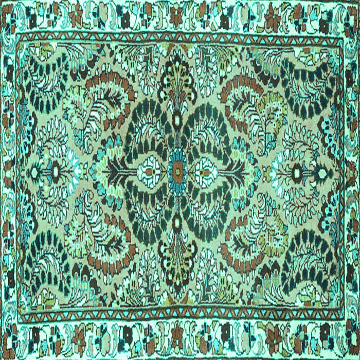 Square Machine Washable Persian Turquoise Traditional Area Rugs, wshtr4573turq