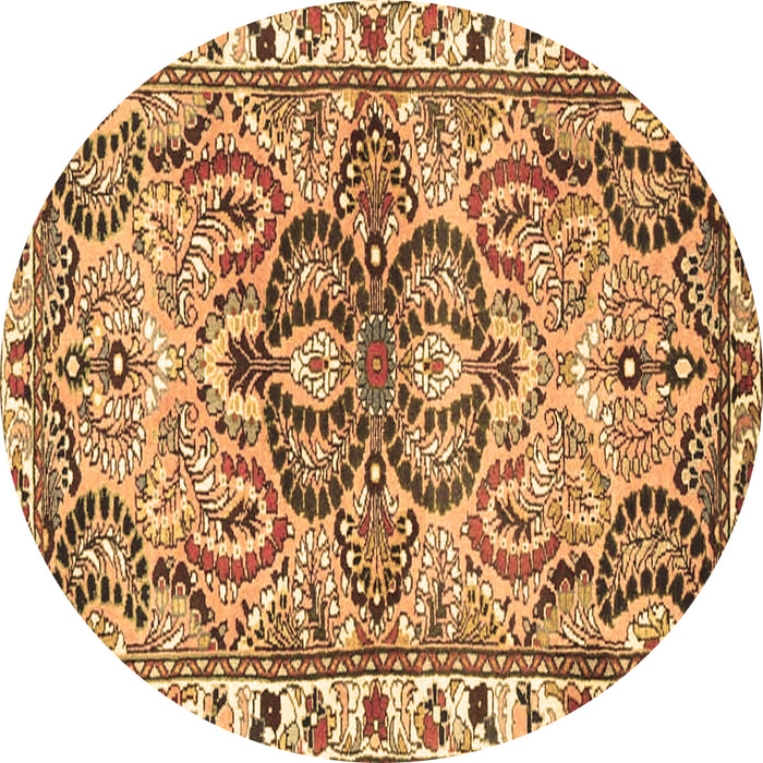 Round Persian Brown Traditional Rug, tr4573brn