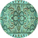 Round Persian Turquoise Traditional Rug, tr4573turq