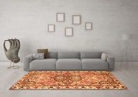 Machine Washable Persian Orange Traditional Rug, wshtr4573org