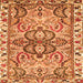 Round Machine Washable Persian Orange Traditional Area Rugs, wshtr4573org