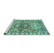 Sideview of Machine Washable Persian Turquoise Traditional Area Rugs, wshtr4573turq