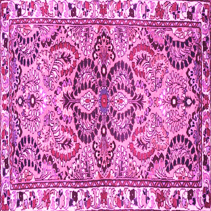Square Machine Washable Persian Pink Traditional Rug, wshtr4573pnk