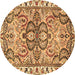 Round Machine Washable Persian Brown Traditional Rug, wshtr4573brn