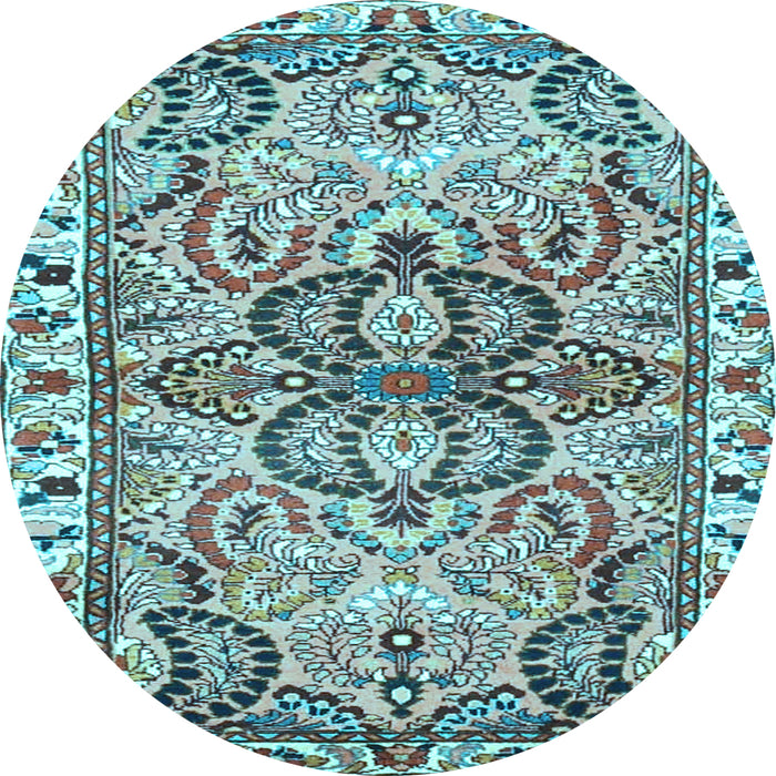 Round Persian Light Blue Traditional Rug, tr4573lblu