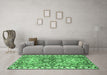 Machine Washable Persian Emerald Green Traditional Area Rugs in a Living Room,, wshtr4573emgrn