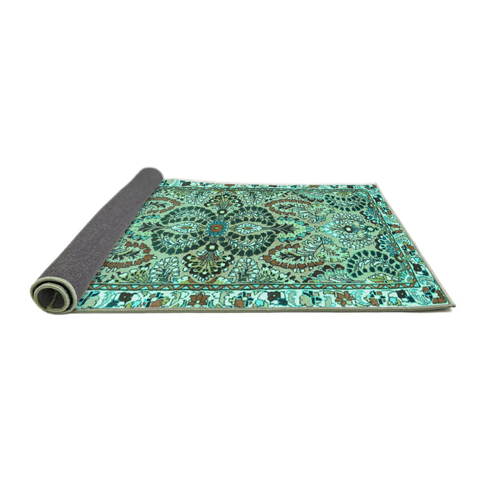 Sideview of Persian Turquoise Traditional Rug, tr4573turq