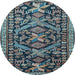 Round Persian Light Blue Traditional Rug, tr4574lblu