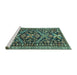 Sideview of Machine Washable Persian Turquoise Traditional Area Rugs, wshtr4574turq