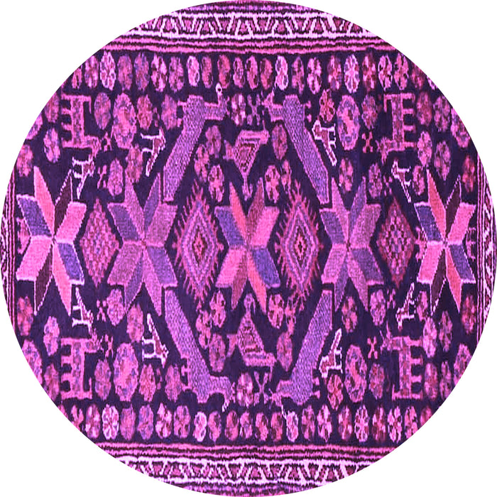Round Machine Washable Persian Purple Traditional Area Rugs, wshtr4574pur