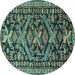 Round Persian Turquoise Traditional Rug, tr4574turq