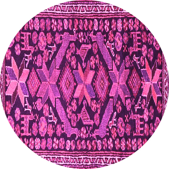 Round Machine Washable Persian Pink Traditional Rug, wshtr4574pnk