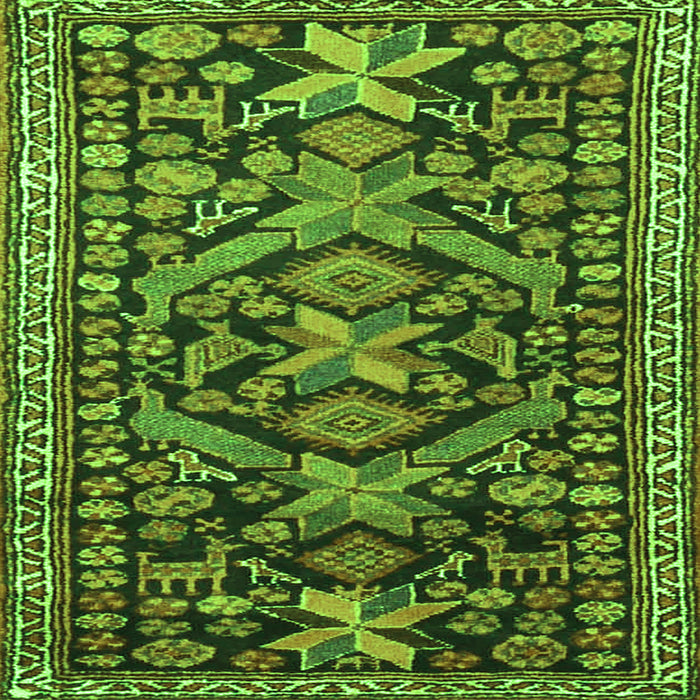 Round Machine Washable Persian Green Traditional Area Rugs, wshtr4574grn