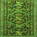 Round Machine Washable Persian Green Traditional Area Rugs, wshtr4574grn