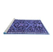 Sideview of Machine Washable Persian Blue Traditional Rug, wshtr4574blu