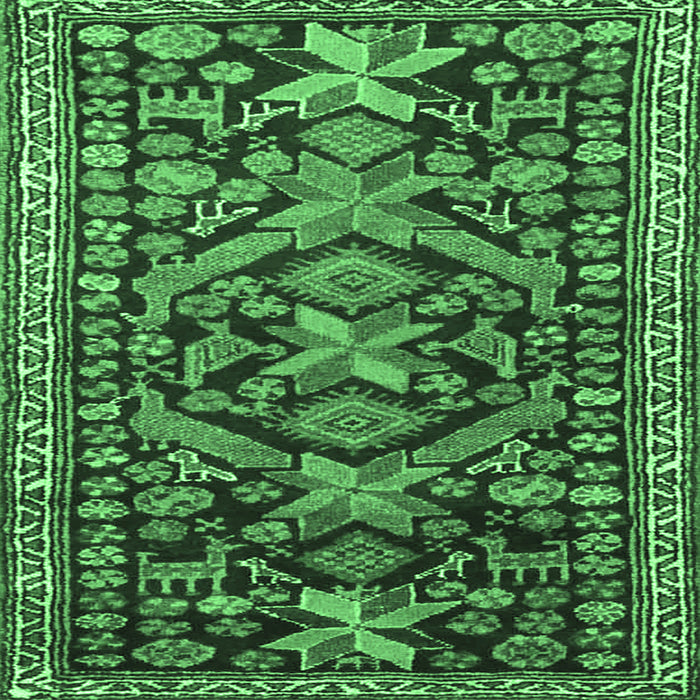 Square Machine Washable Persian Emerald Green Traditional Area Rugs, wshtr4574emgrn