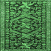 Square Machine Washable Persian Emerald Green Traditional Area Rugs, wshtr4574emgrn