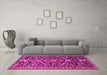 Machine Washable Persian Pink Traditional Rug in a Living Room, wshtr4574pnk