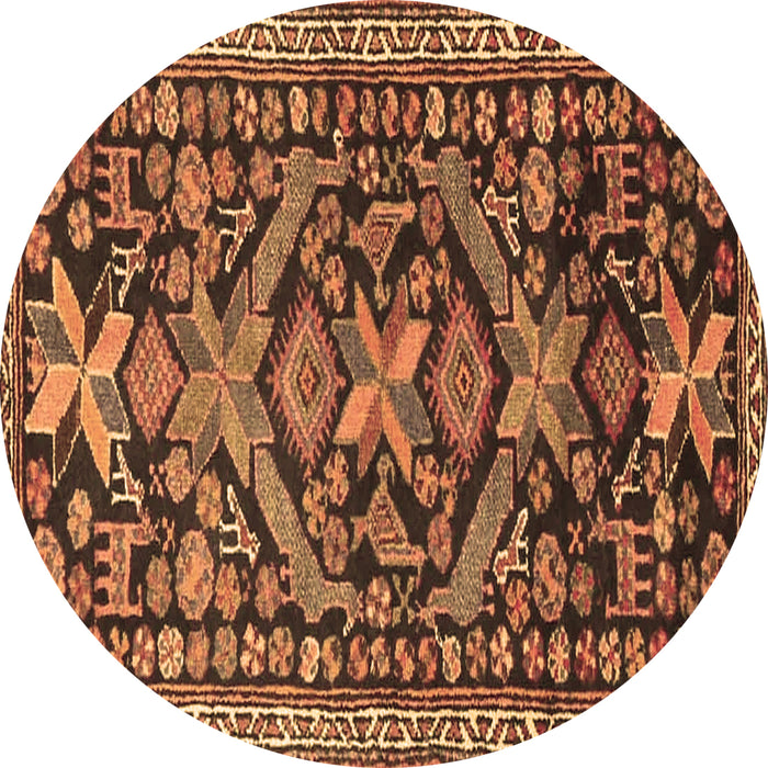 Round Persian Brown Traditional Rug, tr4574brn