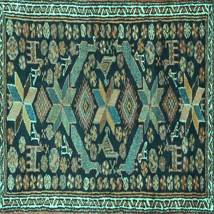 Square Machine Washable Persian Turquoise Traditional Area Rugs, wshtr4574turq