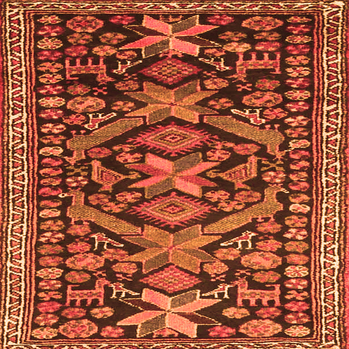 Round Machine Washable Persian Orange Traditional Area Rugs, wshtr4574org